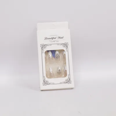 Press on nails (White, Silver) from Beautiful Nail