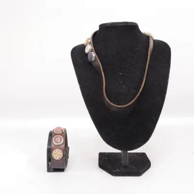 Jewelry set (Brown, Multicolored) from Amsterdam Noosa Leather, Unknown metal