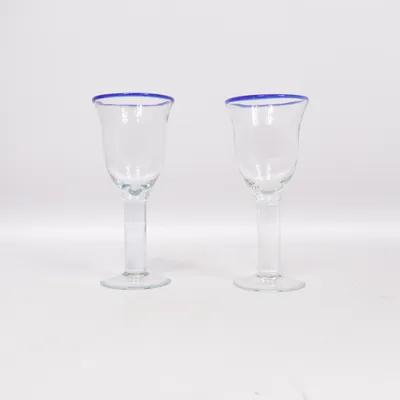 Wijnglas (Blauw, Transparant)