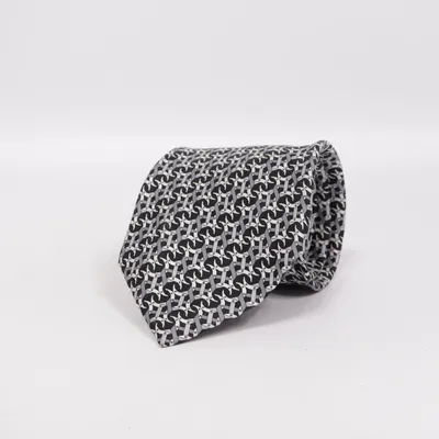 Tie (Black, Gray, White) from Hermès Silk