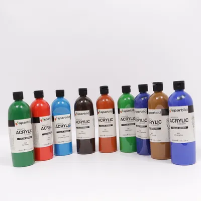Acrylic paint (Blue, Green, Red, Brown)