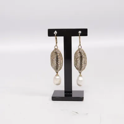 Earrings (Gold, White) from Giambattista Valli x H&M Unknown metal