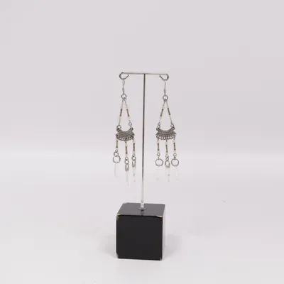 Earrings (Silver, Transparent) Unknown metal