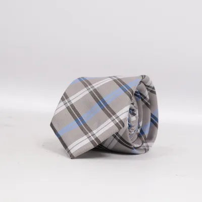 Cravate (Gris, Bleu, Blanc) Soie