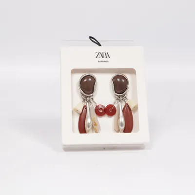 Earrings (Brown, Red, Multicolored) from Zara Unknown metal
