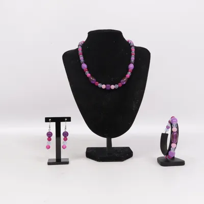 Parure de bijoux (Violet, Rose, Multicolore) Métal inconnu