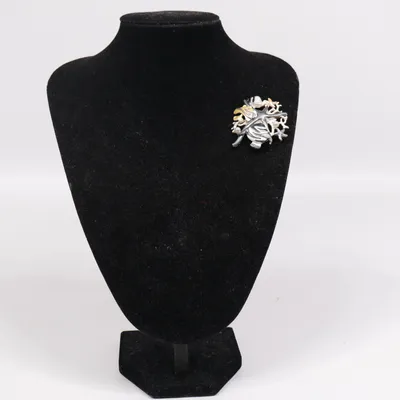 Brooch (Silver, Black, Multicolored) Unknown metal
