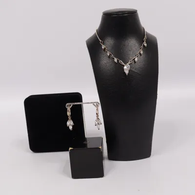 Smyckesset (Guldfärgad, Vit) Silver