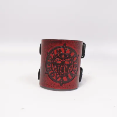 Armbånd (Rød, Sort) Læder, Ukendt metal