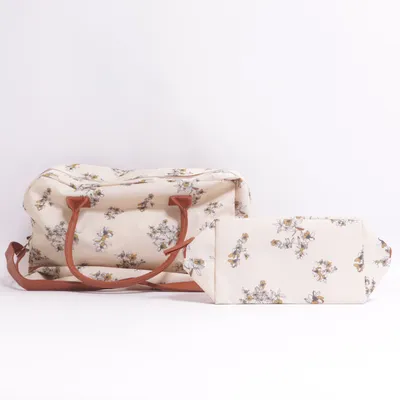 Weekend bag (Beige, Brown) from Cotton Blue Polyester, Polyurethane