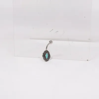 Piercing jewelry (Silver, Turquoise) Unknown metal