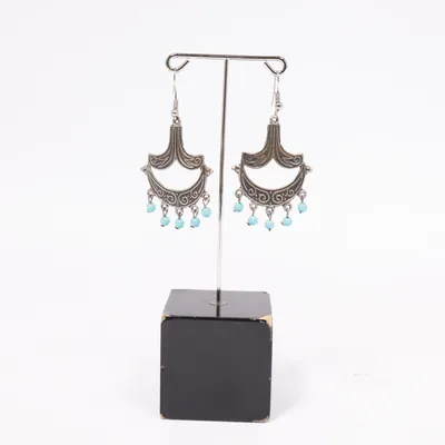 Earrings (Silver, Turquoise) Unknown metal