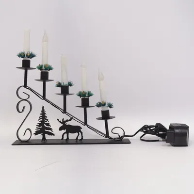 Elektrisk adventslysestage (Sort, Hvid)
