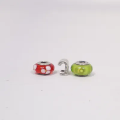 Charms-Anhänger (Rot, Grün, Silber) von Pandora Silber