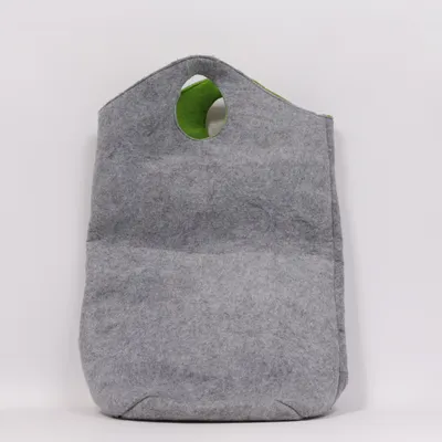 Panier de rangement (WENKO aus grauem Filz, innen grün gefüttert) de Wenko Polyester