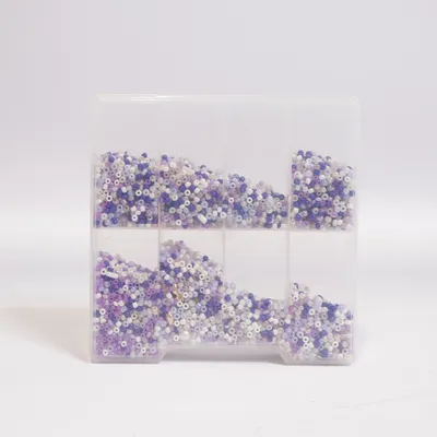 Plastikperler (Blå, Lilla, Hvid)