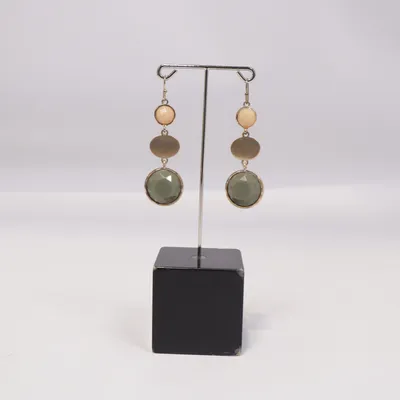 Ohrringe (Grün, Beige, Gold) Unbekanntes Metall