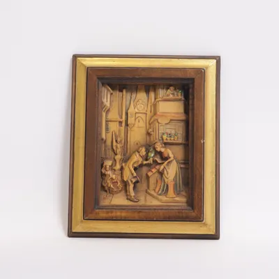 Muurreliëf (Bruin, Goud) van Sanri