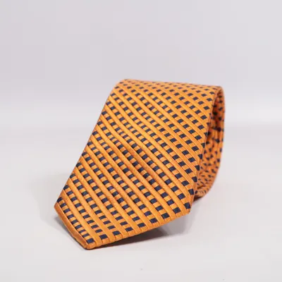 Krawatte (Orange, Blau) von Paul Malone Seide