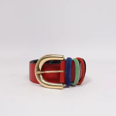 Belt (Red, Multicolored) from Abro Leather