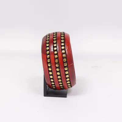 Bracelet (Red, Gold) Wood
