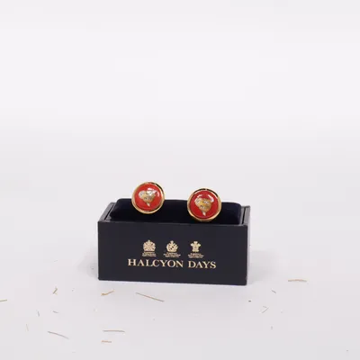 Manchetknapper (Rød, Guld) fra Halcyon Days Rustfritstål