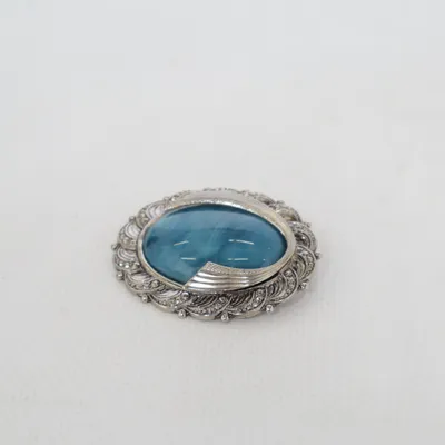 Broche (Blå, Sølv) Ukendt metal
