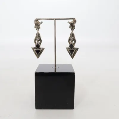 Boucles d'oreilles (Argent, Noir) Argent