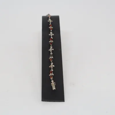 Armband (Zilver, Rood) Zilver