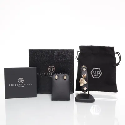Sieradenset (Zwart, Goud) van Philipp Plein Leer, Onbekend materiaal