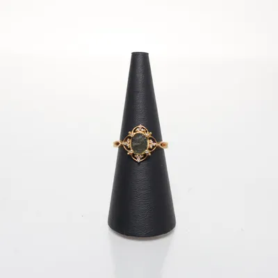 Ring (Guldfärgad, Grön) Silver