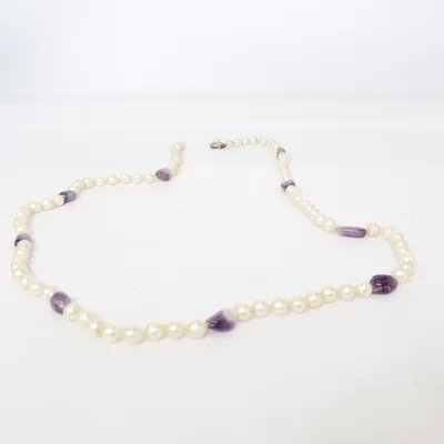 Halsband (Vit, Lila) Guld