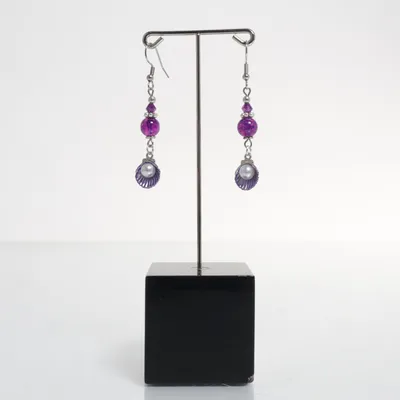 Earrings (Silver, Purple) Unknown metal