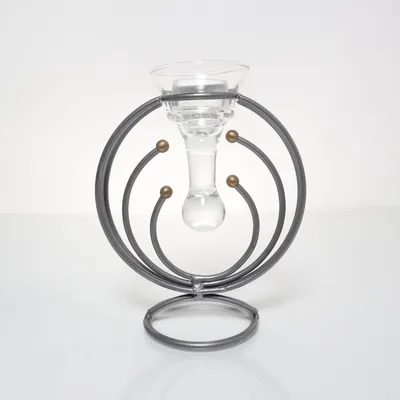 Ljusstake (Grå, Guldfärgad)