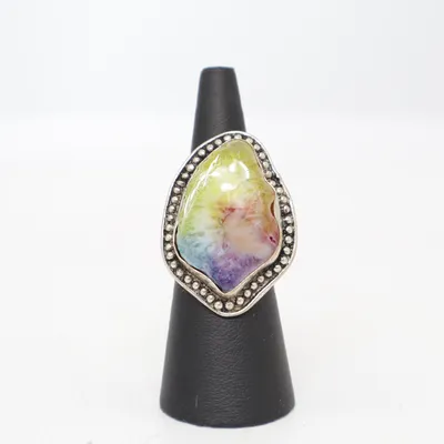 Ring (Meerkleurig, Zilver, Groen, Roze) Zilver