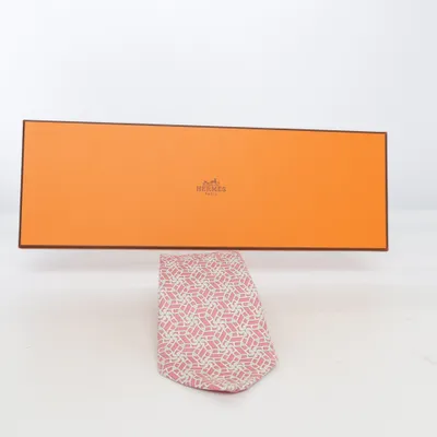 Krawatte (Pink, Weiß) von Hermès Seide