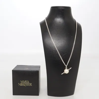 Necklace (Silver, White) from Maria Nilsdotter Silver