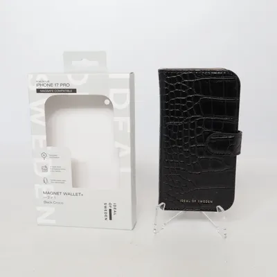Phone cover (Magnet Wallet+ - 2 In 1 Black Croco) from iDeal of Sweden