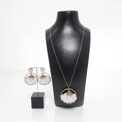 Sieradenset (Wit, Meerkleurig) Zilver