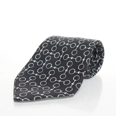 Tie (Black, White) from Hermès Silk