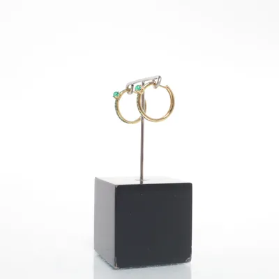 Earrings (Gold, Green) Silver