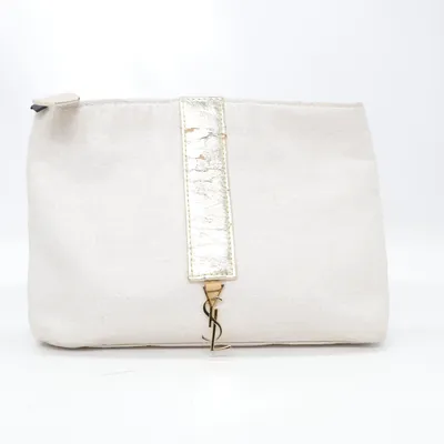 Toilet bag (Beige, Gold) from Yves Saint Laurent Parfums Cotton, Linen, Polyester