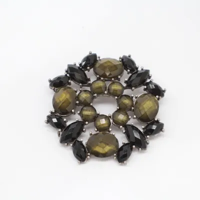 Brooch (Black, Green) Unknown metal