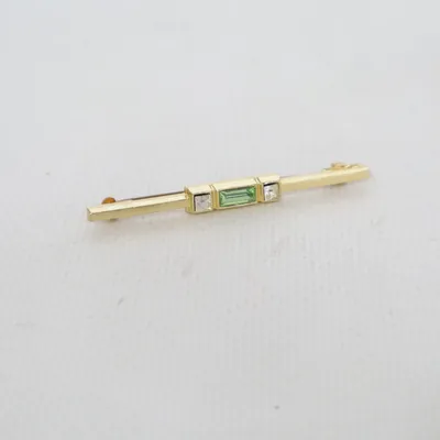 Brooch (Gold, Green) Unknown metal