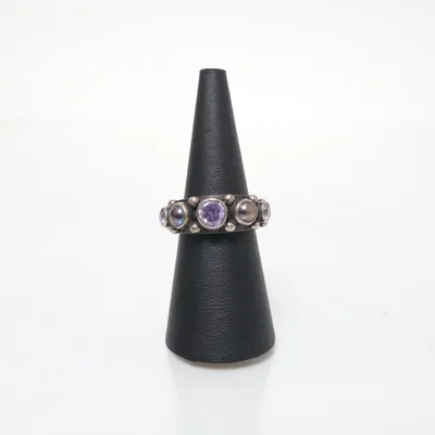 Ring (Silverfärgad, Lila, Grå) från Kumkum Silver