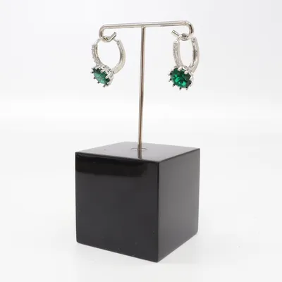 Boucles d'oreilles (Argent, Vert) Argent