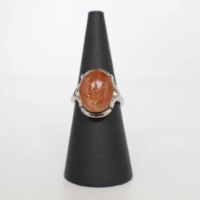 Ring (Natürlicher Gold -Orange-Erdbeer Sonnenstein selten echt Silber neu) Silver