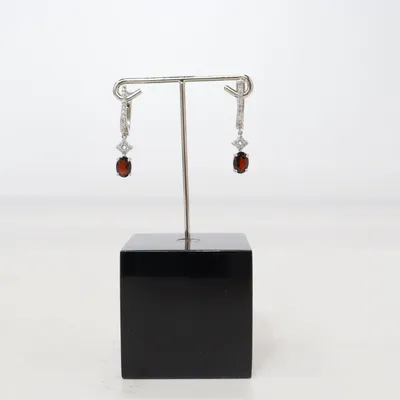 Oorbellen (Zilver, Rood) Zilver