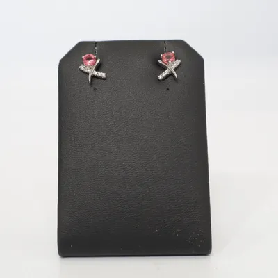 Øreringe (Sølv, Pink) Sølv, Ukendt metal
