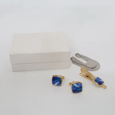 Boutons de manchette (Bleu, Or) Métal inconnu